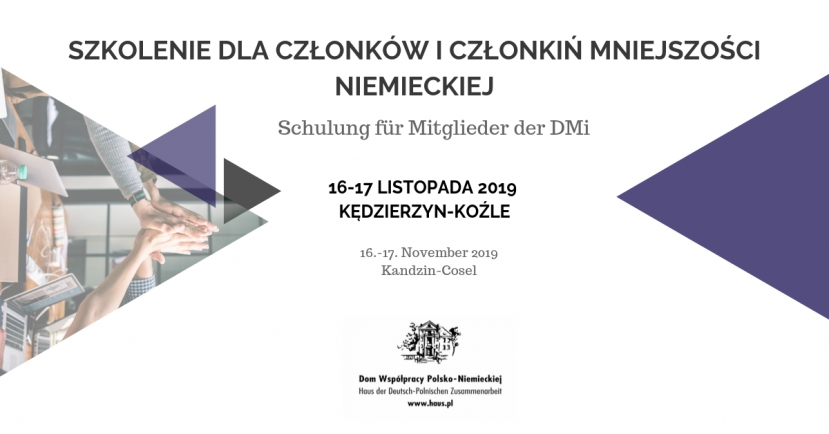 Szkolenie dla członków/członkiń Mniejszości Niemieckiej 16-17 listopada 2019 r. w Kędzierzynie-Koźlu!