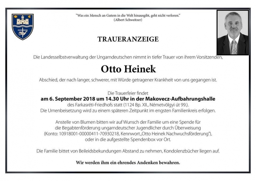 Otto Heinek ist von uns gegangen.