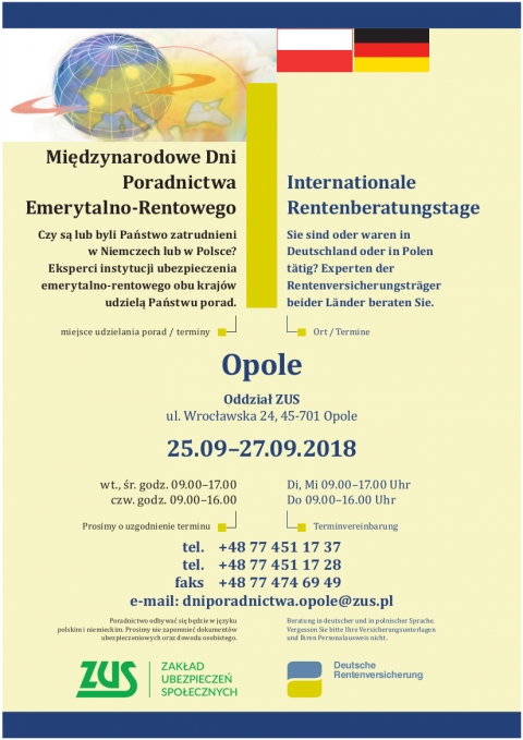 Komunikat ZUS - "Polsko-Niemieckie Dni Poradnictwa Emerytalno-Rentowego"