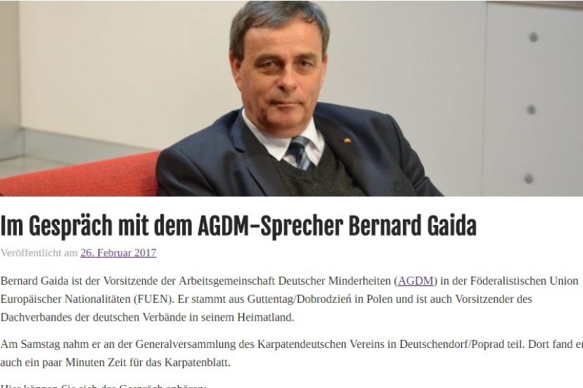 Bernard Gaida w wywiadzie dla Karpattenblatt.sk