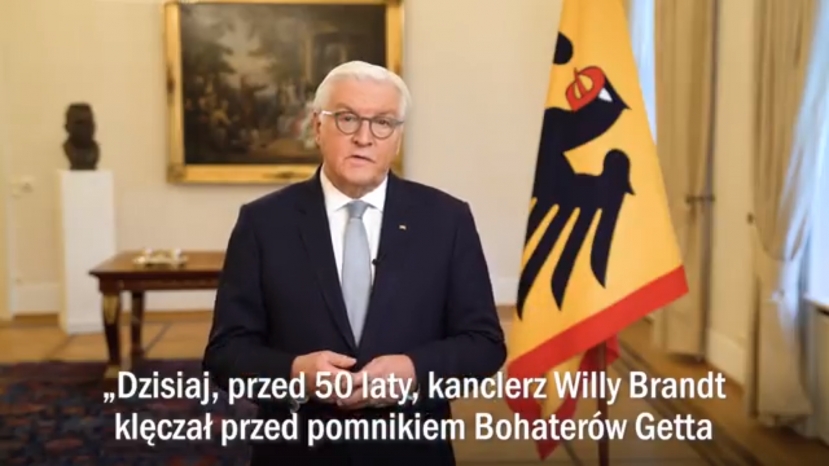 Przemówienie Prezydenta Federalnego Niemiec Frank-Walter Steinmeier, który wspomina historyczny gest Willy&#039;ego Brandta przed 50 laty.